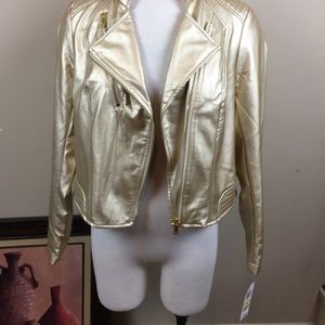 Thalia Sodi Metallic Faux-Leather Moto Jacket